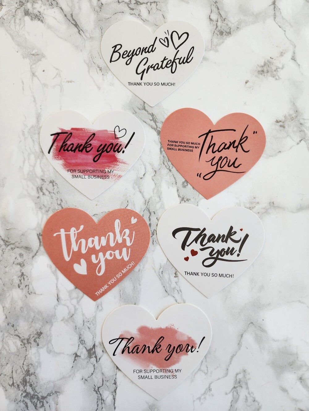 60 Assorted Heart-Shaped Thank You Cards